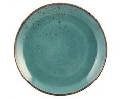 H & H Reactive Assiette Plate, GrÃ¨s, Bleu clair, 1Â UnitÃ©