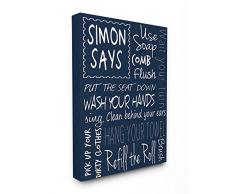 Stupell Industries le Stupell Home Decor Collection Simon Says de bain règles Tableau noir de salle de bain surdimensionné tendue sur toile Décoration murale, 24 x 1,5 x 30, fabriqué aux Ãtats-Unis dAmérique,