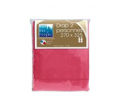 Nuit des Vosges Cotoval Drap de Lit Coton Framboise 270 x 325 cm