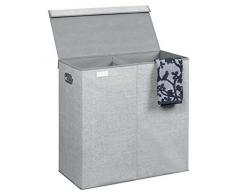 InterDesign Aldo panier Ã linge avec couvercle, corbeille Ã linge en polypropylÃ¨ne avec deux compartiments et motif jute, gris