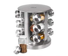 STONELINE 16968Â ÃtagÃ¨re Ã Ã©pices avec 12Â Bouteilles en Verre Batterie de Cuisine Aspect Acier Inoxydable