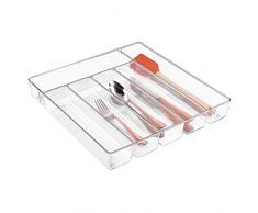 InterDesign Linus range couvert tiroir, grand support couvert en plastique, Ã six compartiments, transparent