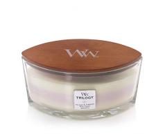 WoodWick Ellipse Trilogy bougie parfumée avec mèche qui crépite, Fleurs sur la terrasse, Temps de combustion jusquà 50 heures