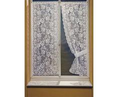 HomeMaison Bonne-Femme Paire de Rideaux Ã Dentelle, Polyester, Blanc, 160x60 cm