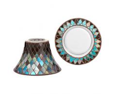 YANKEE CANDLE Bougie Autumn Mosaic Ãcran avec Assiettes, Verre, Mehrfarbig, 19 x 19 x 15 cm