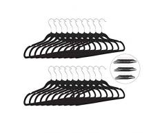 Relaxdays Cintres en Velours Set de 20 AntidÃ©rapant Manteaux Pantalons Robes VÃªtements Costumes Crochet 360Â°, Noir