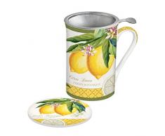 EASY LIFE 280JBOL Coffret Tisanière avec Filtre INOX, Porcelaine, Multicolore, 30 cm