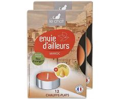 Le Chat 1191945 Lot de 2 étuis de 12 bougies chauffe-plats MAROC - orange / parfum fleurs doranger aux huiles essentielles
