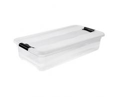 keeeper Boîte de Rangement avec Couvercle et Système de Fermeture Coulissante, 79,5 x 39,5 x 17 cm, 33 l, Cornelia, Transparent