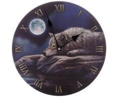 Puckator CKP60 Lisa Parker Horloge Imprimée Loup dans la Nuit Paisible 3 x 30 x 30 cm