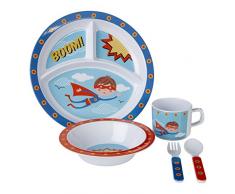 Premier Housewares MIMO Enfants Rupert, 5 pièces de Vaisselle en mélamine, Multi/colorées, 11 x 32 x 29 cm