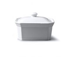WM Bartleet & Sons Plat pour beurre ou terrine avec couvercle, blanc, 15x12x9.5cm