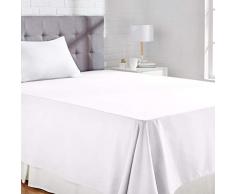 AmazonBasics 200- fils au pouce carrÃ© - Poly Coton, Drap plane, 275 x 275 + 10 cm- Blanc