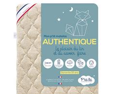 PTIT LIT Matelas Bébé Authentique-60x120 cm-Lin dorigine végétale : Naturellement Thermorégulateur-sans Traitement Chimique-Déhoussable-Oeko Tex-Fabrication Française, Blanc, 60 x 120
