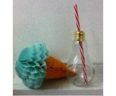 Helio Ferretti HF Pack de Verres en Forme dampoule, Verre, métal et Plastique, Blanc, 8 x 15 x 8 cm, Lot de 4