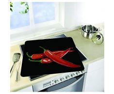 WENKO 2712918100 Plaque Ã motif Hot Peperoni - pour les de cuisiniÃ¨res vitrocÃ©ramiques, Verre trempÃ©, 56 x 0.5 x 50 cm, Multicolore