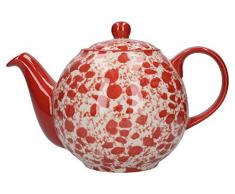 London Pottery C001007 ThÃ©iÃ¨re avec passoire en cÃ©ramique Motif globe, CÃ©ramique, rouge/blanc, 900 ml