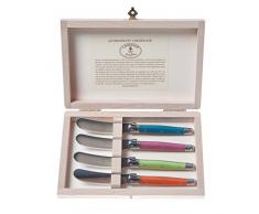 LAGUIOLE 4Â Petits Couteaux Ã Beurre London Mix en boÃ®te, Acier Inoxydable, Multicolore, 18Â x 11.5Â x 3.5Â cm