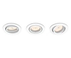 Philips - Set de 3 spots encastrables, modèle : Donegal, culot GU10, forme : ronde, couleur : blanche