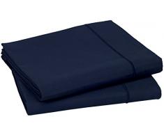 Blanc des Vosges Uni 57 Fils Housse de couette - Coton - Marine - 260x240 cm