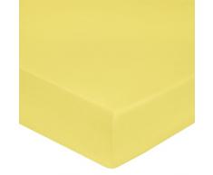 Blanc des Vosges Uni Percale Drap housse 4 TÃªtes Coton Citron 160 x 200 cm