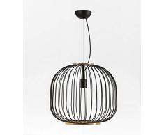 Els Banys Owen Plafonnier 25 W Noir et bois Diamètre 48 cm Hauteur 43 cm
