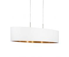 EGLO Pasteri Plafonnier Ã 1 ampoule En acier et en tissu CouleurÂ : Nickel mat, blanc, cuivre, douilleÂ : E27, ÃÂ : 38Â cm, Acier et tissu, Nickel mat, blanc, cuivre, L: 100 cm, E27