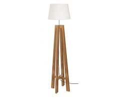 Tosel 51199 Lampadaire 1 LumiÃ¨re Bois, E27, 40 W, Blanc, 40 x 156 cm