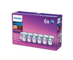 Philips Spot LED GU10 Classique 5,5Â W Compatible variateur dintensitÃ©Â âÂ Blanc chaud, Verre SynthÃ©tique, claire, GU10, 5.5 wattsW 240 voltsV