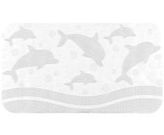 Papillon de Massage Dauphins Tapis de Bain antidérapant avec ventouses, Blanc, 65 x 37 cm