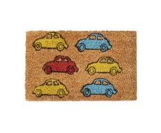 Relaxdays Mini Paillasson enfants avec motifs voitures tapis entrÃ©e fibres de coco tapis de sol chambre enfant tapis antidÃ©rapant caoutchouc 1,5 x 40 x 25 cm, motif voitures