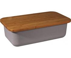 zuperzozial BoÃ®te Ã Pain et Planche Ã dÃ©couper en Bambou avec Couvercle Gris Pierre Nylon/A