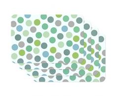 Venilia Set de table CONFETTI MULTICO VERT, 45 x 30 cm, 4 pcs, antidÃ©rapant rÃ©siste Ã la chaleur et fait, PolypropylÃ¨ne, 59057
