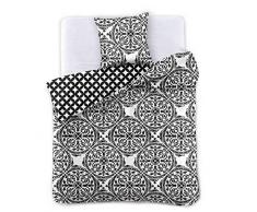 DecoKing Parure de Lit 140x200 cm 1 Taie doreille 50x75 cm Housse de Couette Micro-Fibre Géométrie Géométrique Blanc Noir Mandala Hypnosis Collection