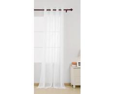 Deconovo Rideau Voilage Chambre Enfant Fille Cuisine de Porte Restaurant Bureau Salon Effet Lin à Oeillet 1 Pcs, Tissu, Blanc, 140x245cm