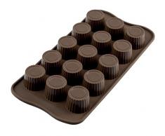 Silikomart 22.107.77.0065 SCG07 Moule pour Chocolat Forme Praline 15 Cavités Silicone Marron