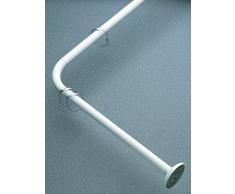 Spirella 10.10326 Barre de Douche coudÃ©e Universelle Blanc, Aluminium laquÃ©, 82 x 3 x 3 cm