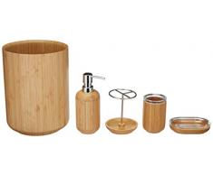 AmazonBasics Ensemble dâarticles de salle de bain 5 pièces en bambou - Rond