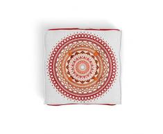 Soleil docre Mandala Coussin de Sol, Coton, Orange, 40 x 40 x 8 cm