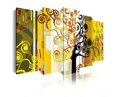 Dekoarte 81 - Tableau moderne sur toile montÃ© sur cadre en bois 5 piÃ¨ces, style abstrait arbre de la vie Gustave Klimt, 150x80cm