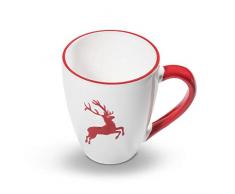 GMUNDNER KERAMIK Tasse à déjeuner Max | Capacité : 0.3 Litre | Cerf en Rouge Rubis | Vaisselle, fabriquée à la Main en Autriche