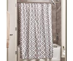 InterDesign Trellis rideau de douche textile, 183,0 cm x 183,0 cm rideau douche et baignoire en polyester, cloison douche Ã motif treillis, gris