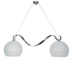 Tosel 20211 Lustre Billard Globe Lignes Acier/Verre 100 W E27 Aluminium