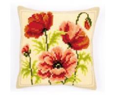 Kit coussin au point de croix Coquelicots sauvages