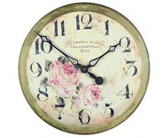 Roger Lascelles Grande Horloge Murale Motif Fleurs