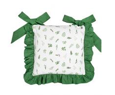 Clayre & Eef ROS25 Housse de Coussin pour Chaise Motif Herbes Vert/Blanc 40 x 40 cm