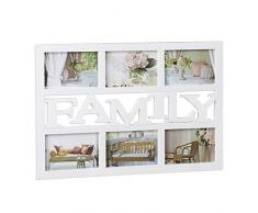 Relaxdays 10021951 Cadre photos pêle-mêle 6 photos Galerie collage cadre mural Family famille 33 x 48 cm, blanc
