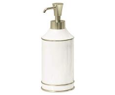 Gedy Olimpia Distributeur de Savon, résine, Blanc/Or, 7.5 x 7.5 x 19.6