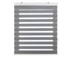 Blindecor 150130300 Lira Luxury Store Enrouleur Double Tissage, Jour/Nuit, Gris Argent, 100 x 180 cm