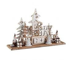 WeRChristmas Calendrier de lavent en Bois avec décoration Motif scène de Noël en Bois, 21 cm